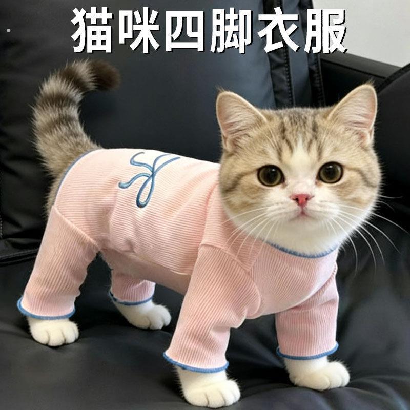 猫咪四脚衣服专用春夏季薄款透气护肚可爱装扮防掉毛睡衣宠物服饰