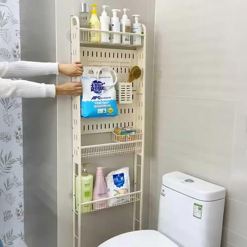 卫生间窄缝收纳架浴室门后超薄夹缝置物架厨房家用多层整理架上墙