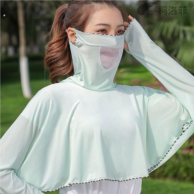 开车披肩袖套一体款女款面罩口罩护颈夏季练车防晒装备神器防晒衣