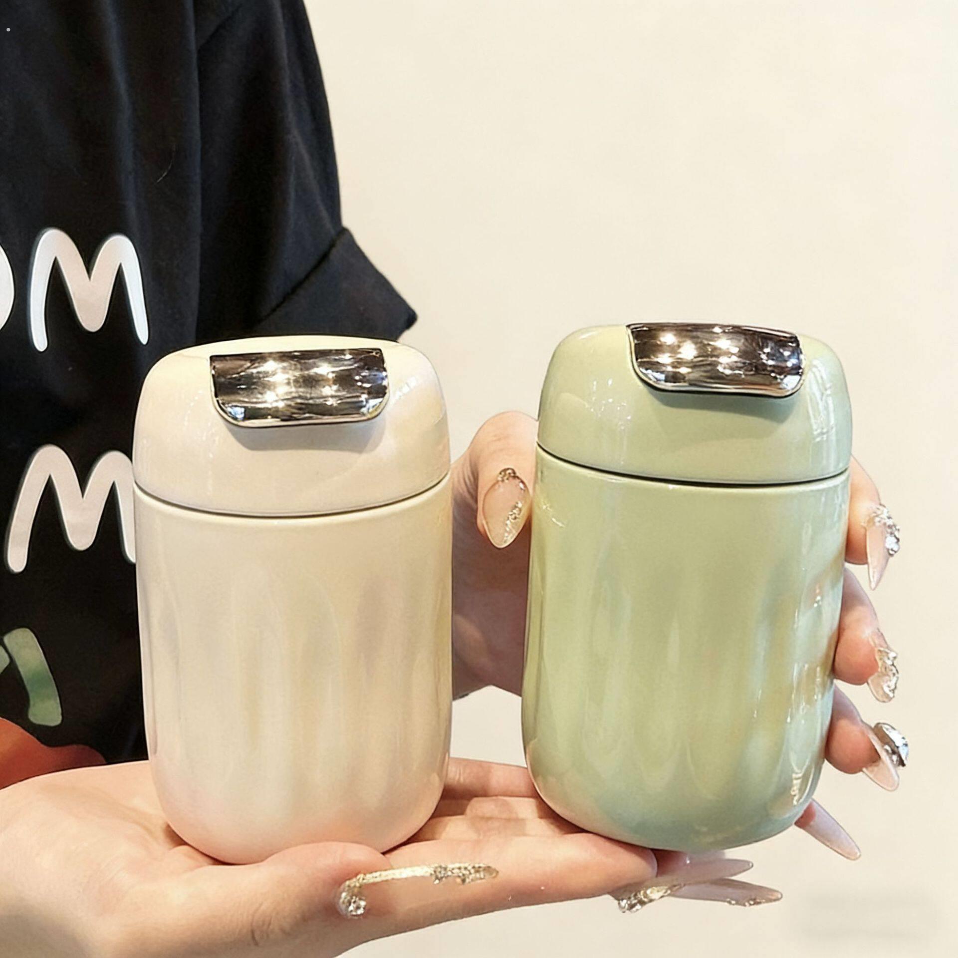 保温杯女士轻奢咖啡随行杯16不锈钢带滤网泡茶杯迷你可携式口袋杯
