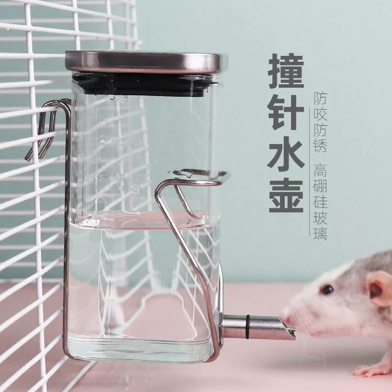 撞针式鹦鹉饮水器玻璃大容量不锈钢鸟用自动喂水鸟笼水壶喝水小鸟