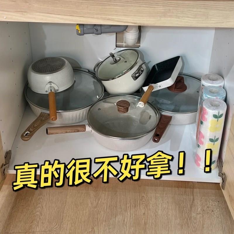 跟着抄作业成功!下水槽架子置锅架专放锅具收纳厨房不锈钢架多层