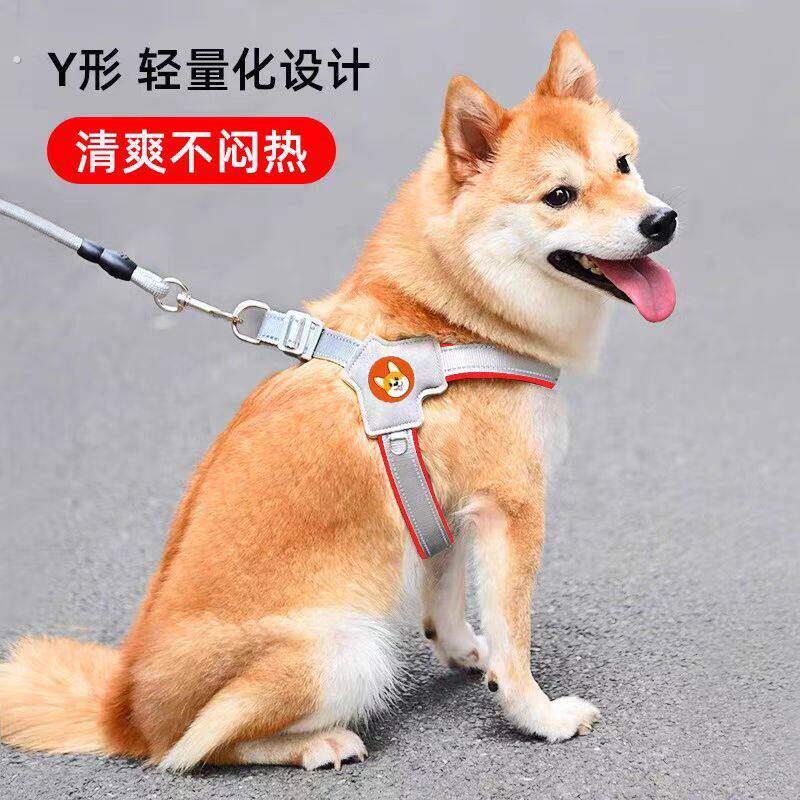 新款狗狗牵引绳胸背带背心式宠物遛狗绳中小型柴犬犬法斗柯基脖圈