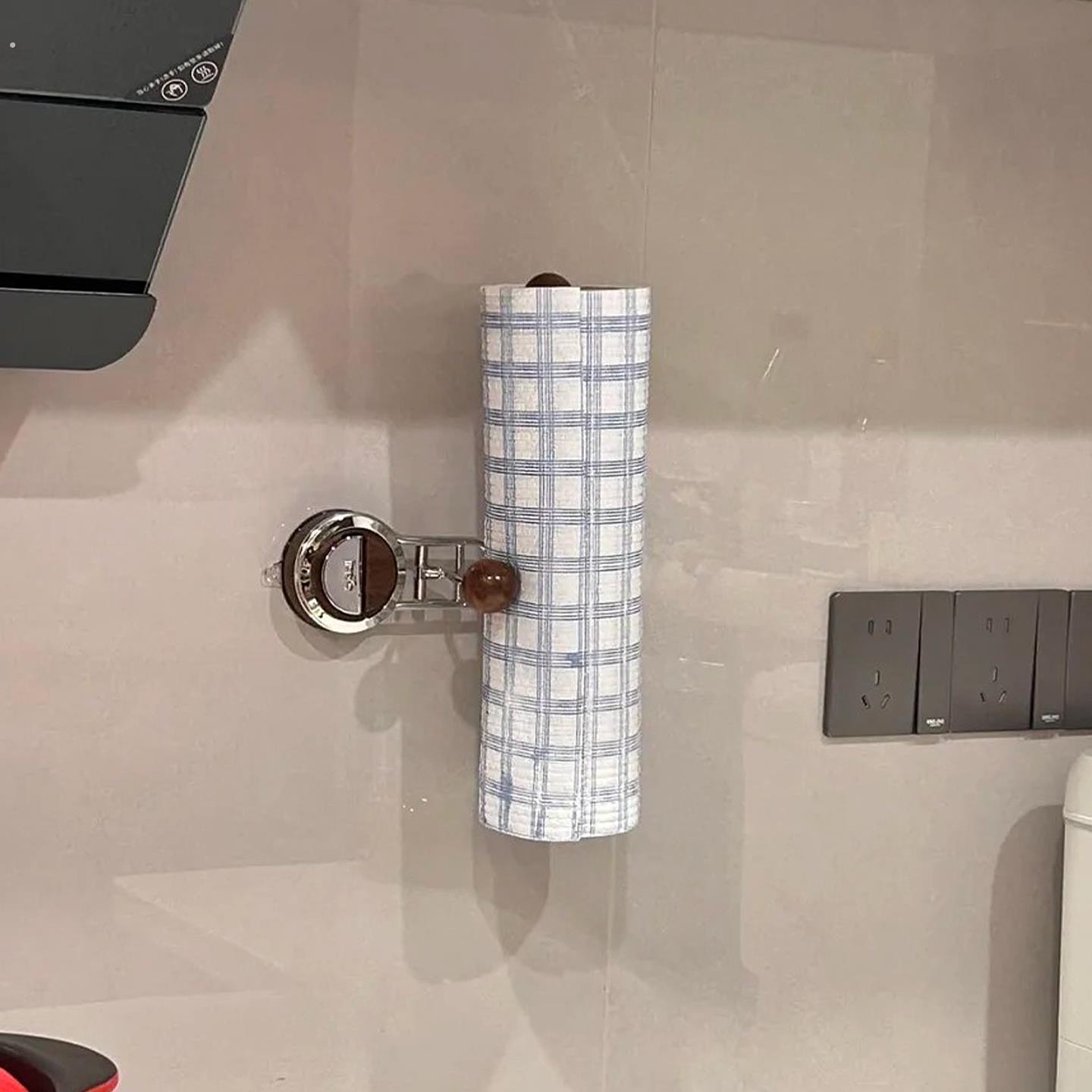 中古风厨房专用纸巾架吸盘式免打孔洗碗布悬挂式擦手纸抹布收纳架