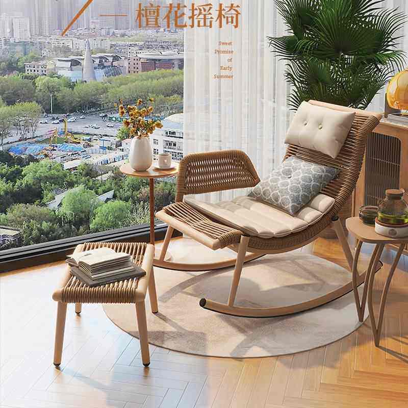 摇椅躺椅藤编家用阳台藤椅户外庭院露台午休懒人椅大人休闲摇摇椅