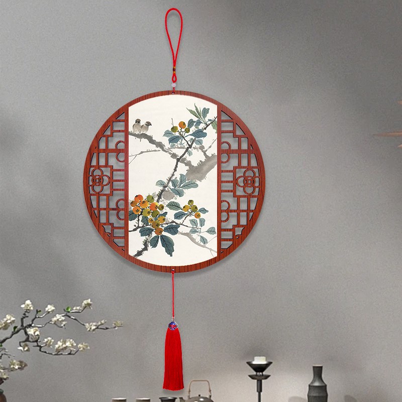 床头墙面中国结挂饰新中式花鸟国画入户玄关过道装饰画客餐厅挂件