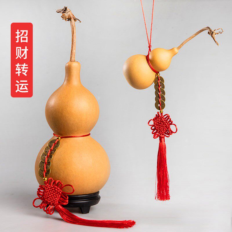 文玩天然超大葫芦摆件门口客厅玄关木真胡芦挂件中国结门对门开口
