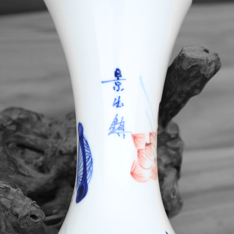 景德镇陶瓷器手绘斗彩青花瓷花瓶摆件客厅插花装饰品客厅工艺品