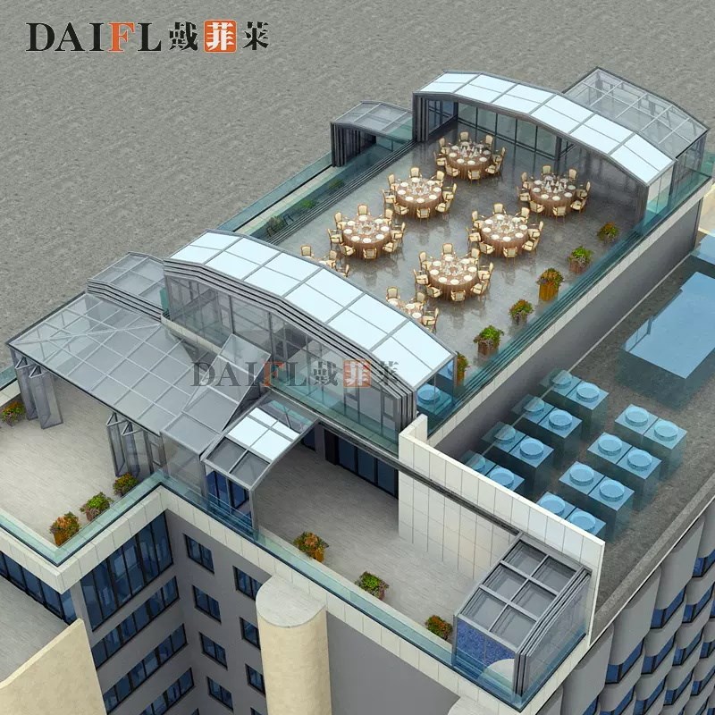 顶楼大型可防违建移动伸缩阳光房拆卸别墅智能保温盖电动阳光棚