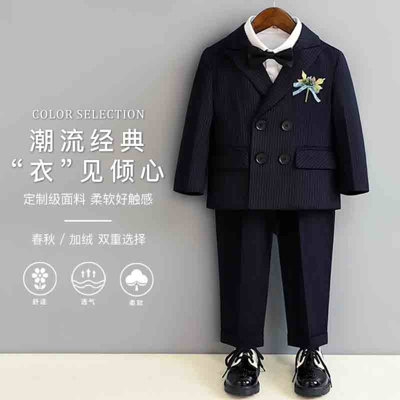 儿童秋冬加绒小西装六件套男童礼服宝宝周岁礼服婚礼花童摄影西服