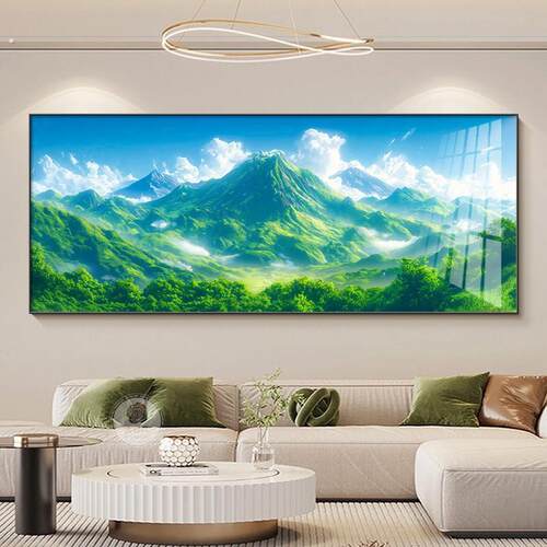 背有背景墙无水靠山图沙发装饰画现代青山简约图有山靠山挂画客厅