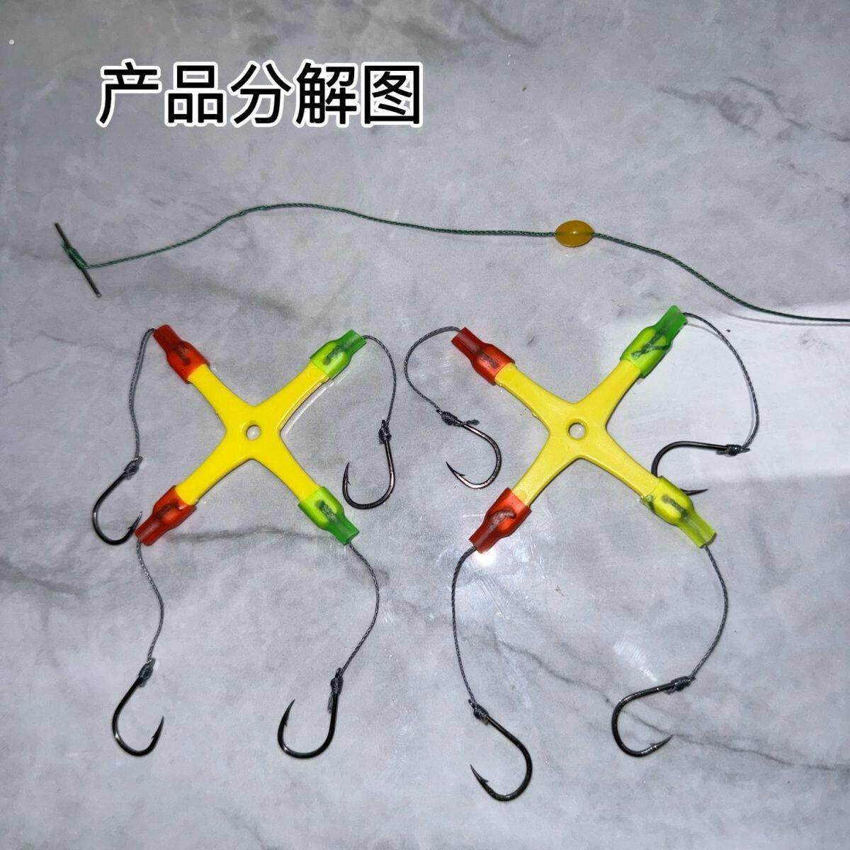 新款8爪鲢鳙钩方块饵钩超大四角翻板钩套装大力马软线防缠绕盘钩