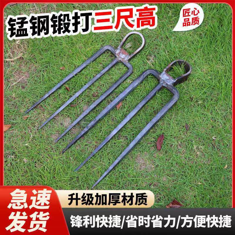 锰钢三齿锄头二齿锄加粗钢齿锄挖土农用锻打全钢锄头多功能开荒锄