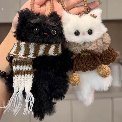 可爱毛绒友小猫咪扭棒钥匙送扣挂件扭成品生日女生闺蜜朋惊喜5067