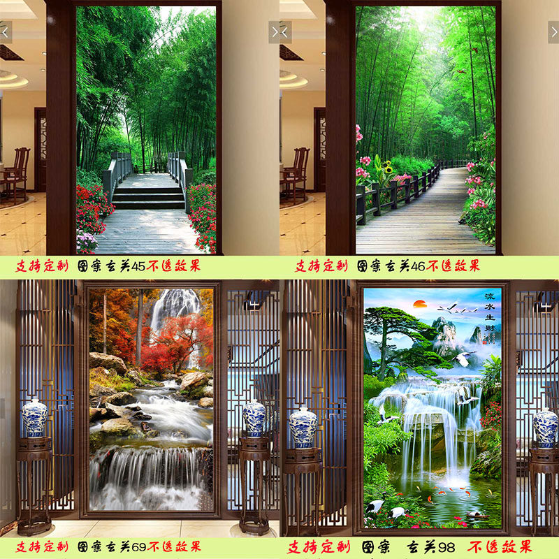 窗户玻璃贴纸浴室卫生间移门拉门防透防窥贴膜防走光中国山水风景