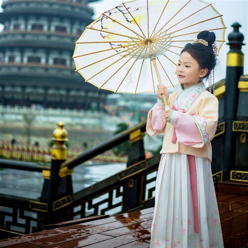 汉服女童陌上花开春秋冬新款儿童古风古装小女孩明制中式唐装礼服