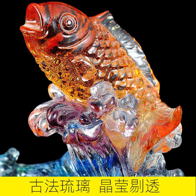 琉璃聚宝盆鱼摆件招财家居客厅酒柜装饰公司客厅办公室桌工艺品