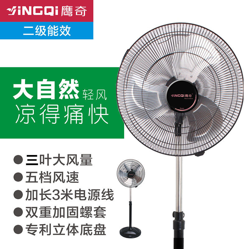 鹰奇 商用家用铝叶 电风扇落地扇大风量柔和五档风速铜线电机