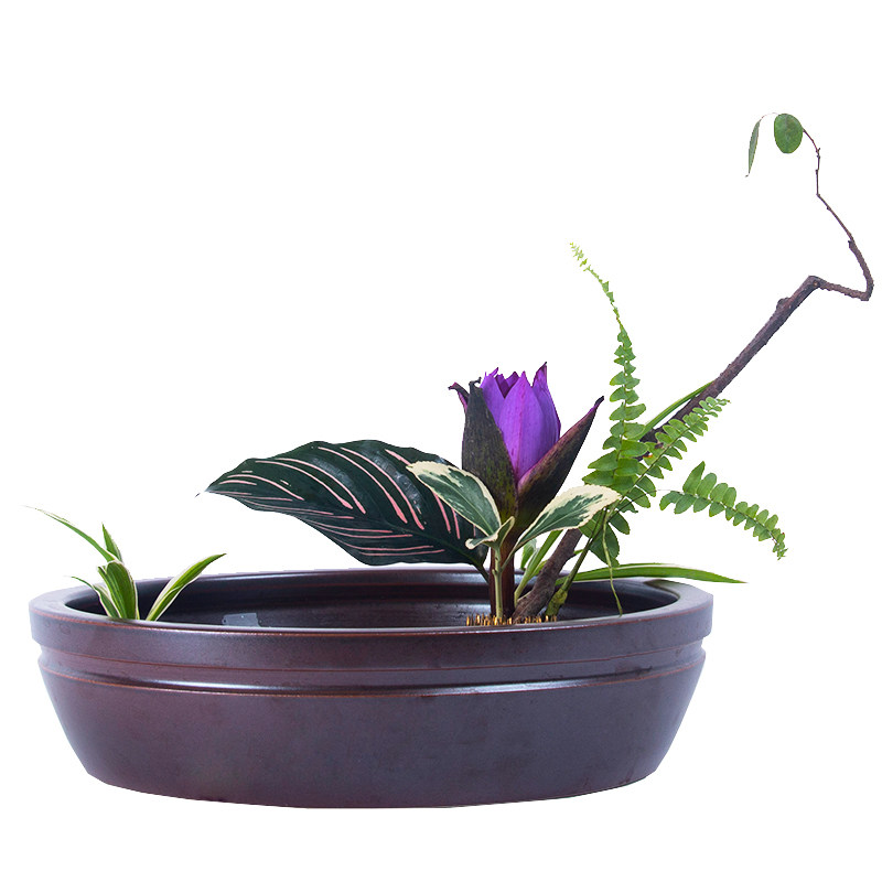 插花器插花花道花艺新中式日式仿柴烧莲蓬巢小源流剑山小原流盆
