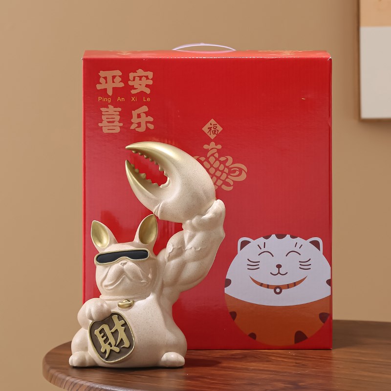 肌肉招财猫摆件巨臂店铺开业礼物麒麟臂健身房酒店收银台装饰品