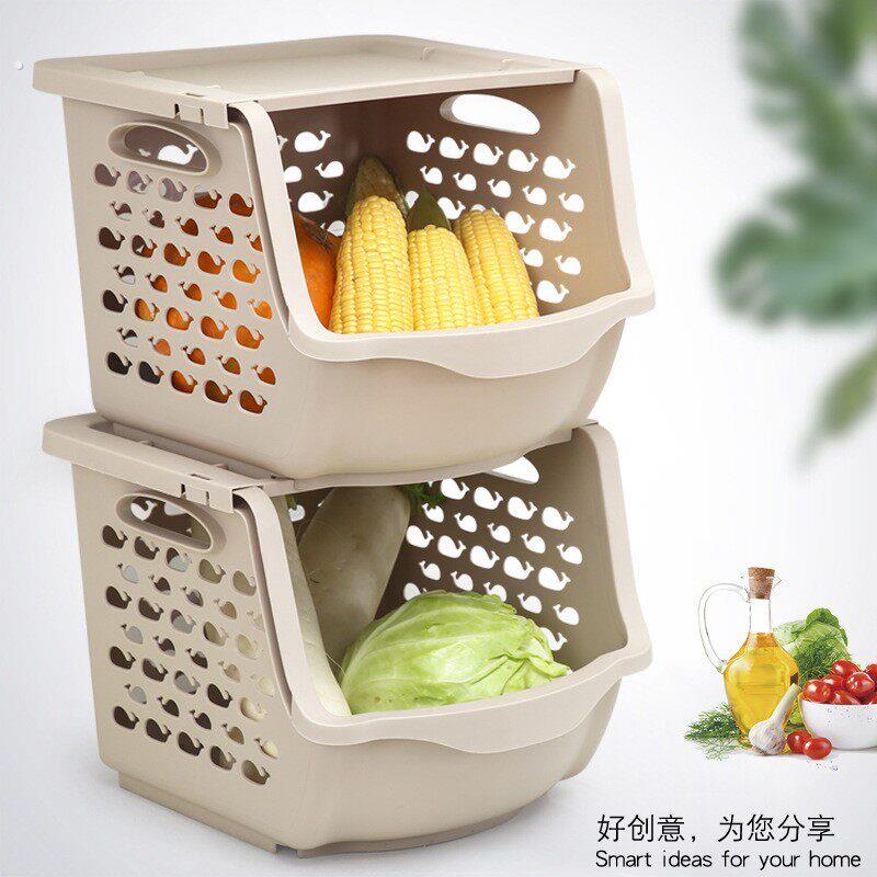 果蔬收纳筐厨房蔬菜置物架落地多层菜筐带盖储物架菜架子菜篮