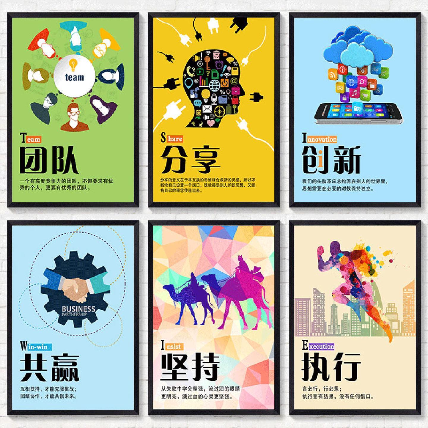 办公室装饰画公司文化墙壁走廊会议室背景励志标语企业挂画定制画
