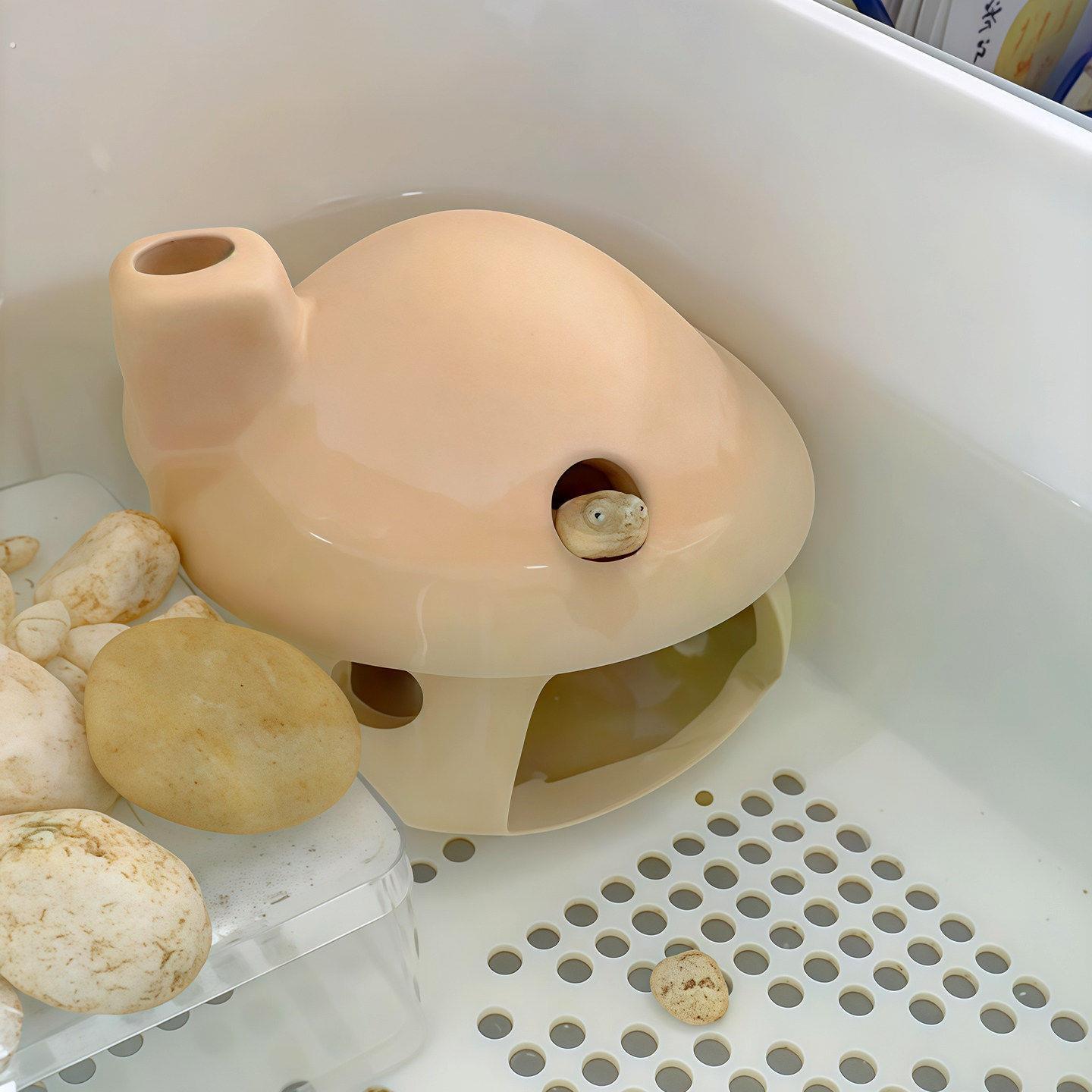 乌龟躲避屋蘑菇造型陶瓷摆饰龟缸造景高颜值装饰品爬宠睡觉窝洞穴