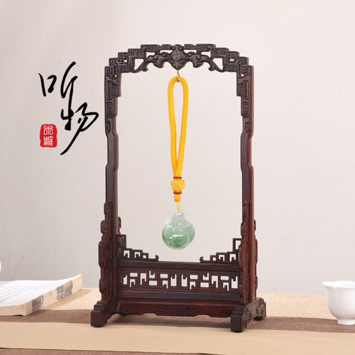 实木紫光檀首饰展示挂架复古吊坠项链玉器拍摄道具古龙纹蝙蝠纹饰