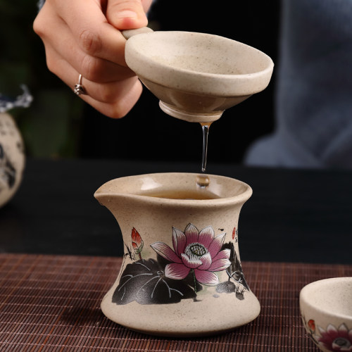 陶土荷花公道杯青瓷公道杯茶海分茶杯匀杯功夫茶具分茶器茶道配件