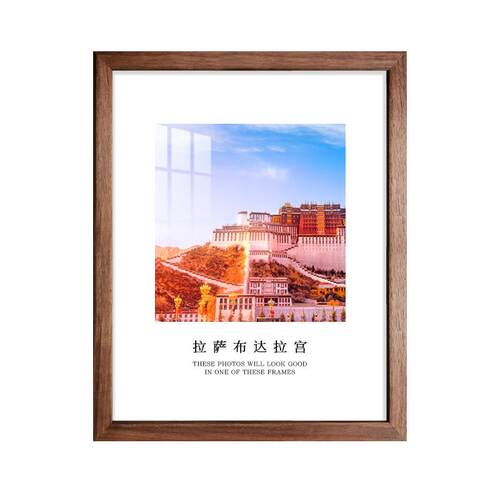 柚木榫卯相框挂墙F款20 24寸36中式实木黑胡桃樱桃木画框装裱定制