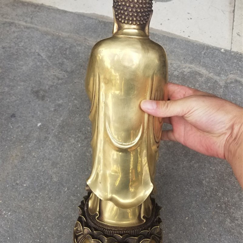 纯铜南无阿弥陀佛像接引佛摆件家居供奉属猪属狗本命佛摆设