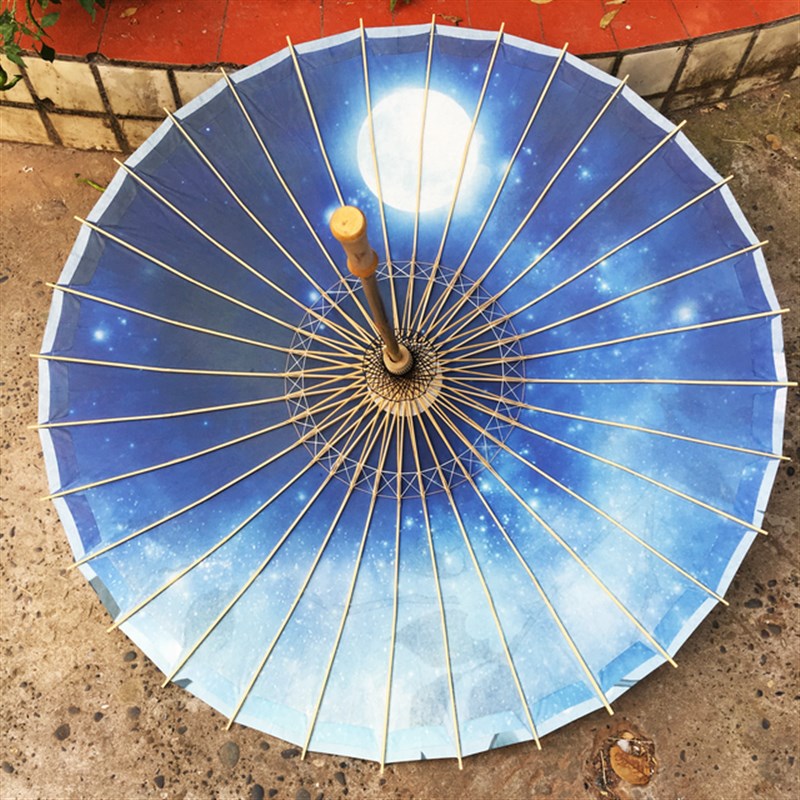 复古桐油油纸伞COS游戏道具定做夜幕星河双层图案 防大雨防晒伞