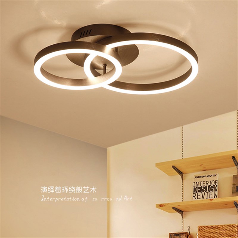 led吸顶灯大气家用高档铝材亚克力3圆圈环形客厅轻奢金色大厅灯具