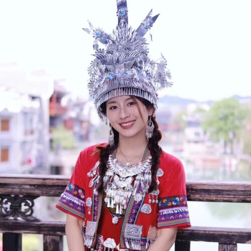 新款苗族头饰头戴阿卯头饰头戴苗银帽子贵州少数民族头饰苗族银饰