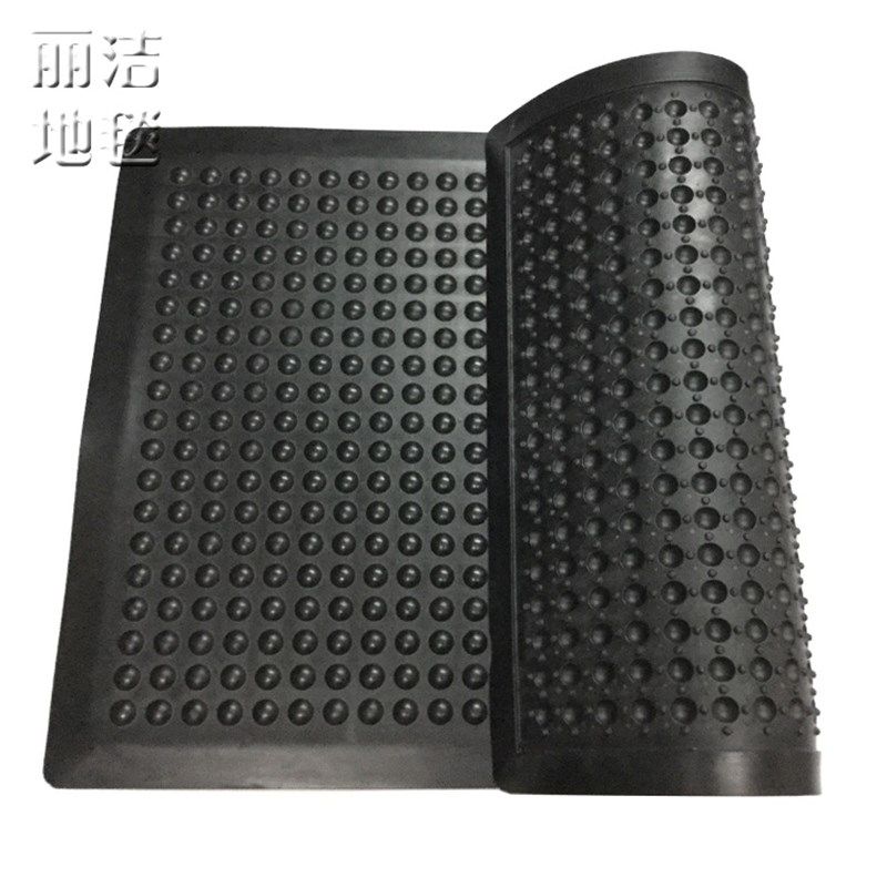 防滑黑橡胶地垫厨房酒店吧台工厂车间耐油防疲劳球泡按摩脚垫新品