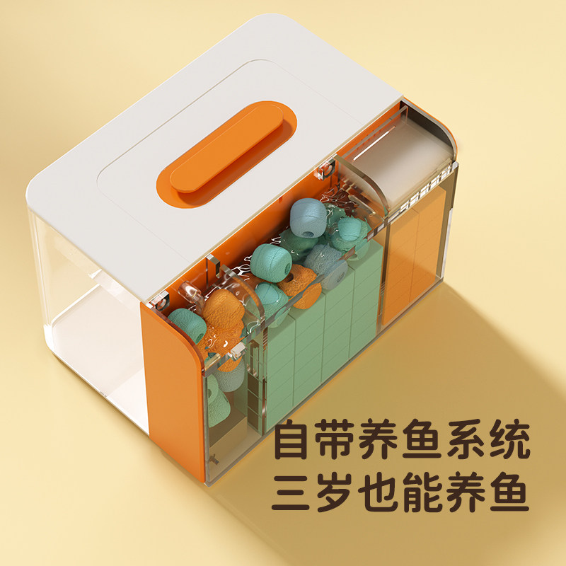 儿童小鱼缸懒人家用客厅餐桌创意网红轻奢精致桌面迷你生态自循环