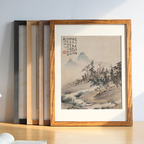 简约实木装裱画框大相框挂墙木质5075CM框架外框4K8开60定制尺寸