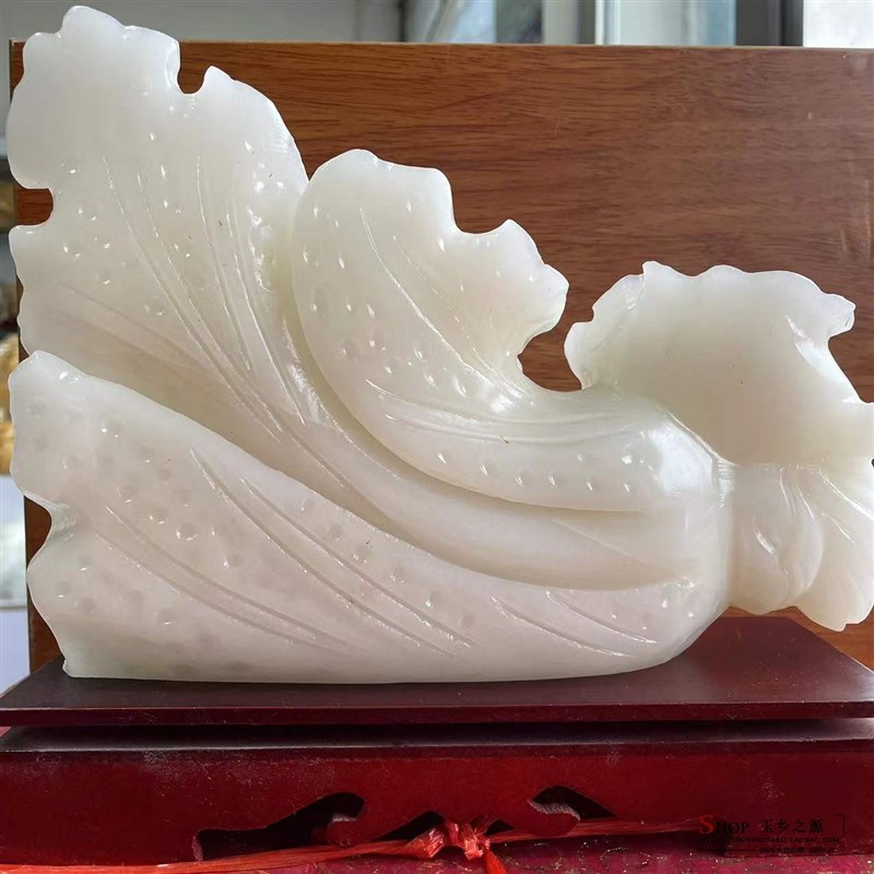 天然白玉白菜摆件百财客厅玄关书柜酒柜办公桌装饰工艺品开业送礼