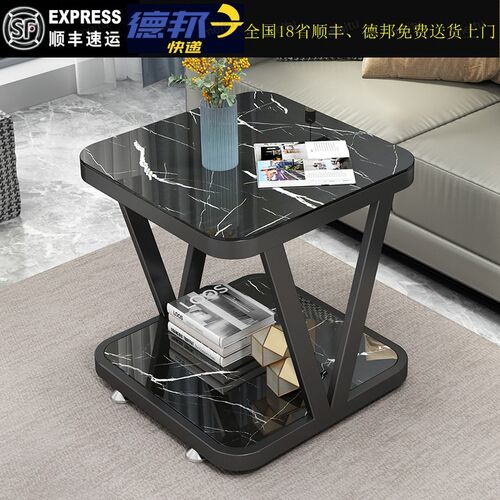 简约客厅小茶几茶桌沙发边柜边角几边角桌储物柜钢化玻璃扶手柜