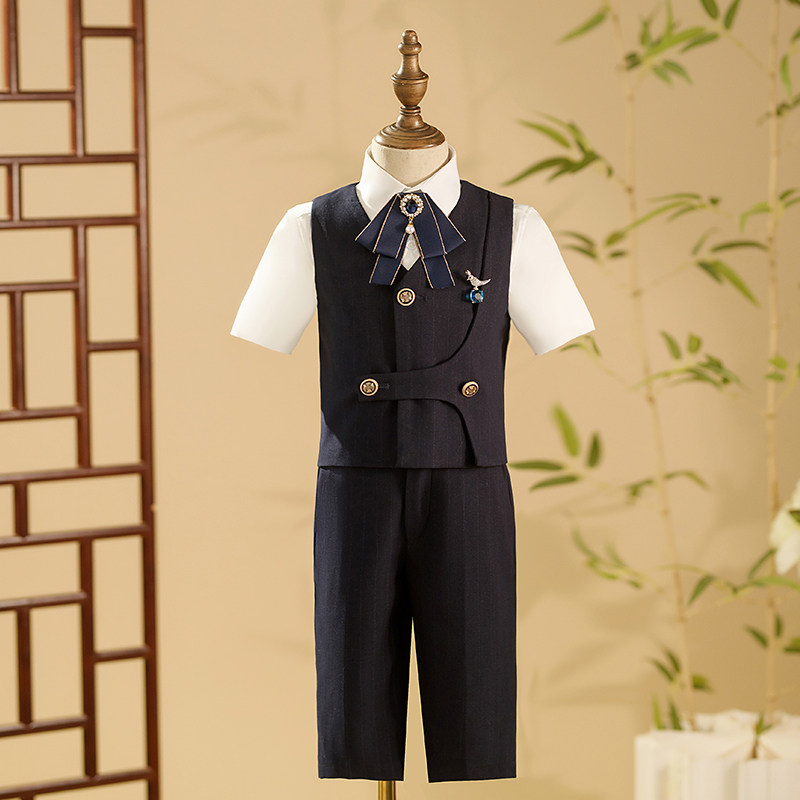 儿童礼服男童西装套装英伦风走秀花童小西服主持人钢琴演出服高端