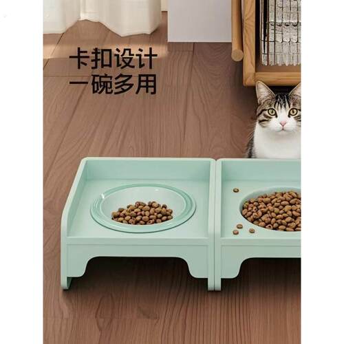 宠物方块陶瓷碗猫食碗架餐桌可拼接狗碗猫食盆陶瓷碗水碗粮防侧漏