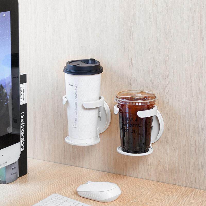 折叠杯架杯子水杯咖啡收纳置物架车载杯架免打孔壁挂式架子塑料