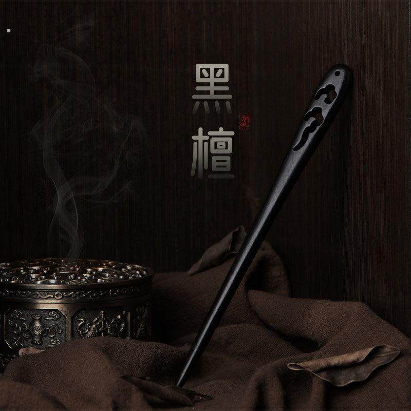黑檀木发簪古风高级感日常素雅簪子简约现代盘发木簪古典汉服头饰