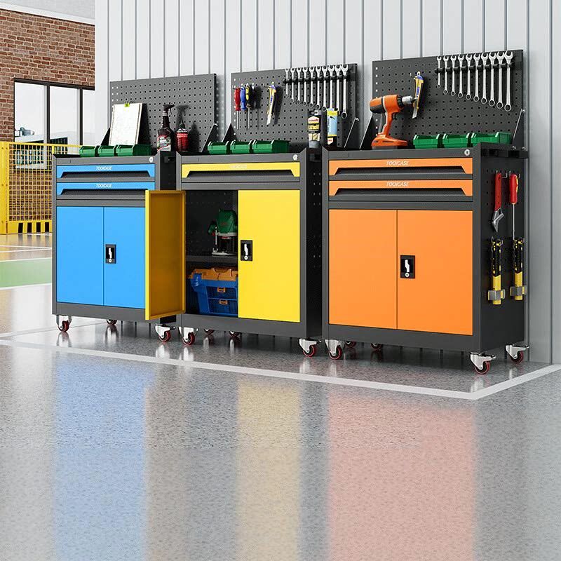 加厚挂板工具车移动式多功能工具柜车间汽修工具车带轮子抽屉柜子