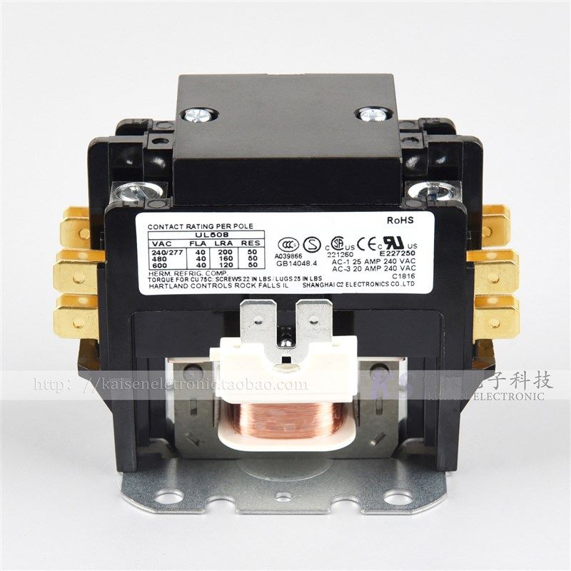 208V-240V 40A铝柱 HCC-2XU04GG 比亚迪充电桩空调双极交流接触器