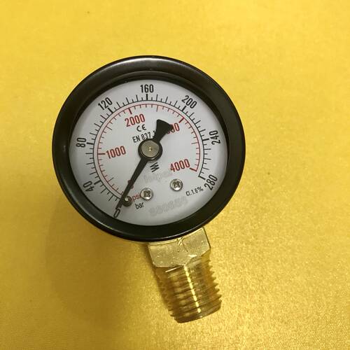 英文双刻度压力表 4000psi 280bar 直径40mm EN837-1  螺纹npt1/4