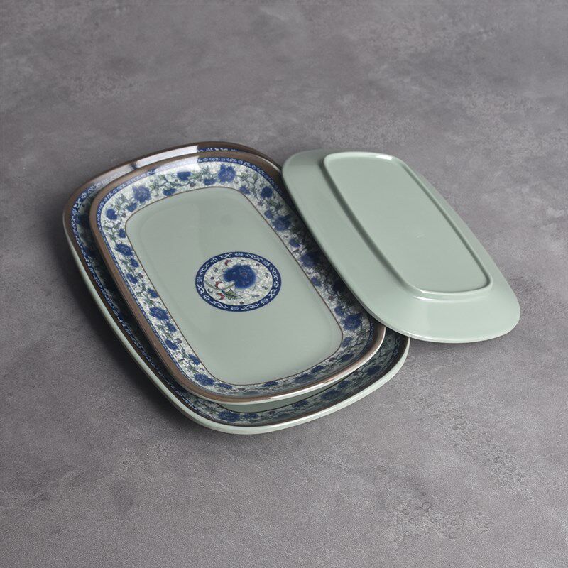 密胺餐具仿瓷长方形菜盘炒饭面凉拌面自助餐碟子餐厅饭店商用包邮