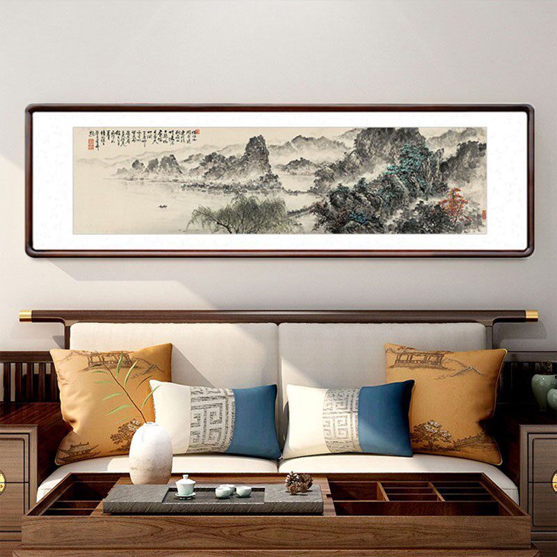 蔡景星借问西湖国画水墨山水画字画中式客厅装饰画办公室横幅挂画