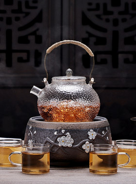 友尚煮茶器电陶炉整套耐热玻璃茶具套装蒸煮铁壶茶壶家用功夫茶具