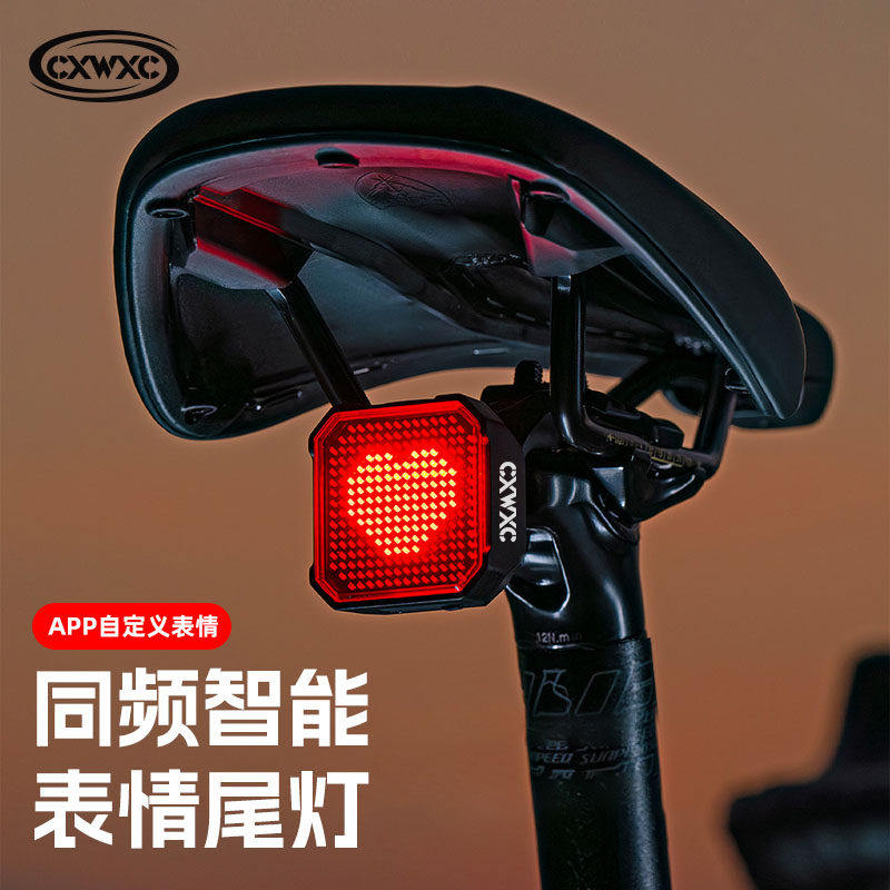 CXWXC自行车灯同频表情智能刹车感应尾灯骑行山地车公路车夜骑灯
